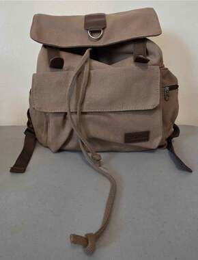 Bella Russo Canvas And Leather Tan Backpack New w/o Tags - Excellent see Photos!